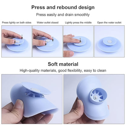 Creative 2-in-1 Blue Silicone Sewer Sink Sealer Cover Drainer (multicolour / 1 Pc)
