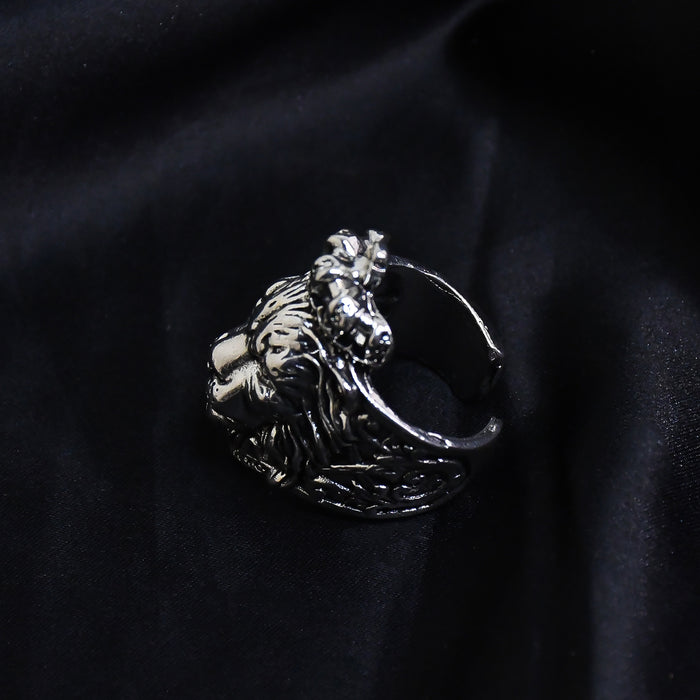 Majestic Silver color King Lion Ring