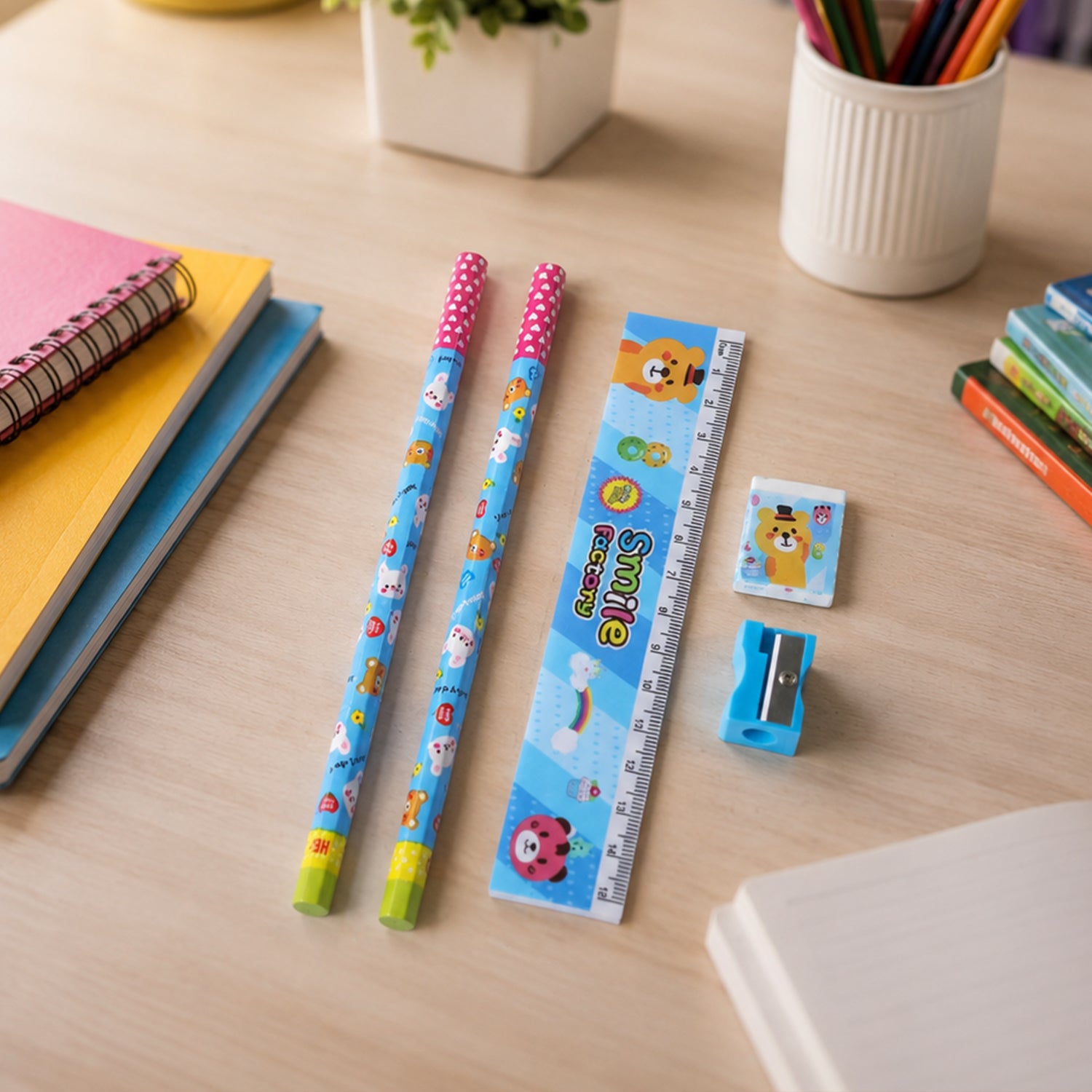 Cartoon Wooden Pencil Set – 5-in-1 Kids Stationery | Writezo