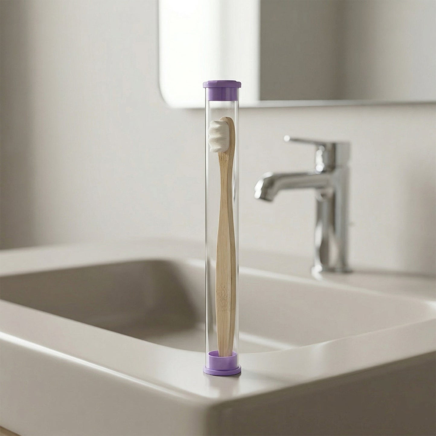 Natural Wooden Handle Tooth Cleaning Brush With Case (1 Pc)