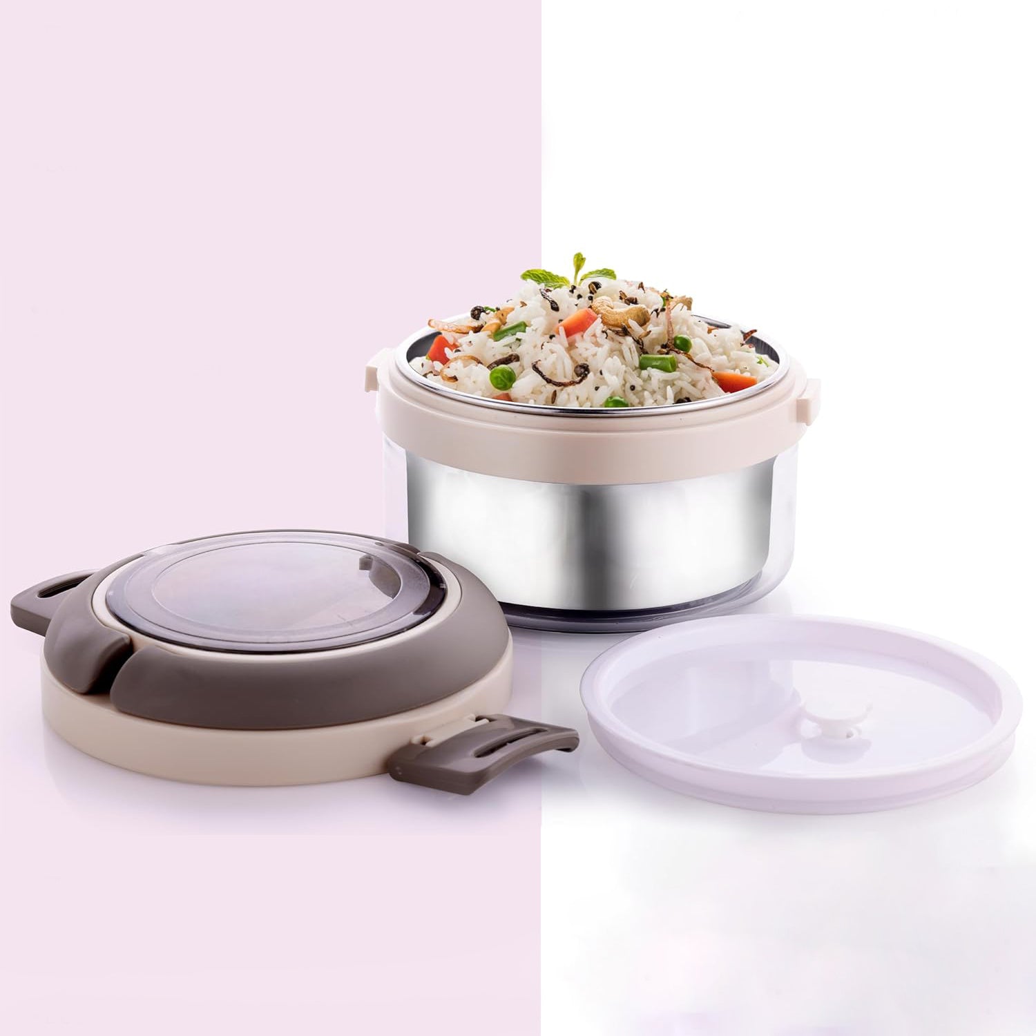 Ganesh Tiara 400ml Stainless Steel Insulated Lunch Box with Leakproof Lid & Folding Spoon