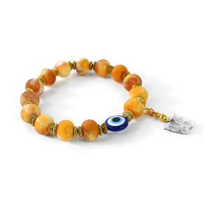 Evil Eye  Lucky Charm Yellow Crystal Stretch Bracelet