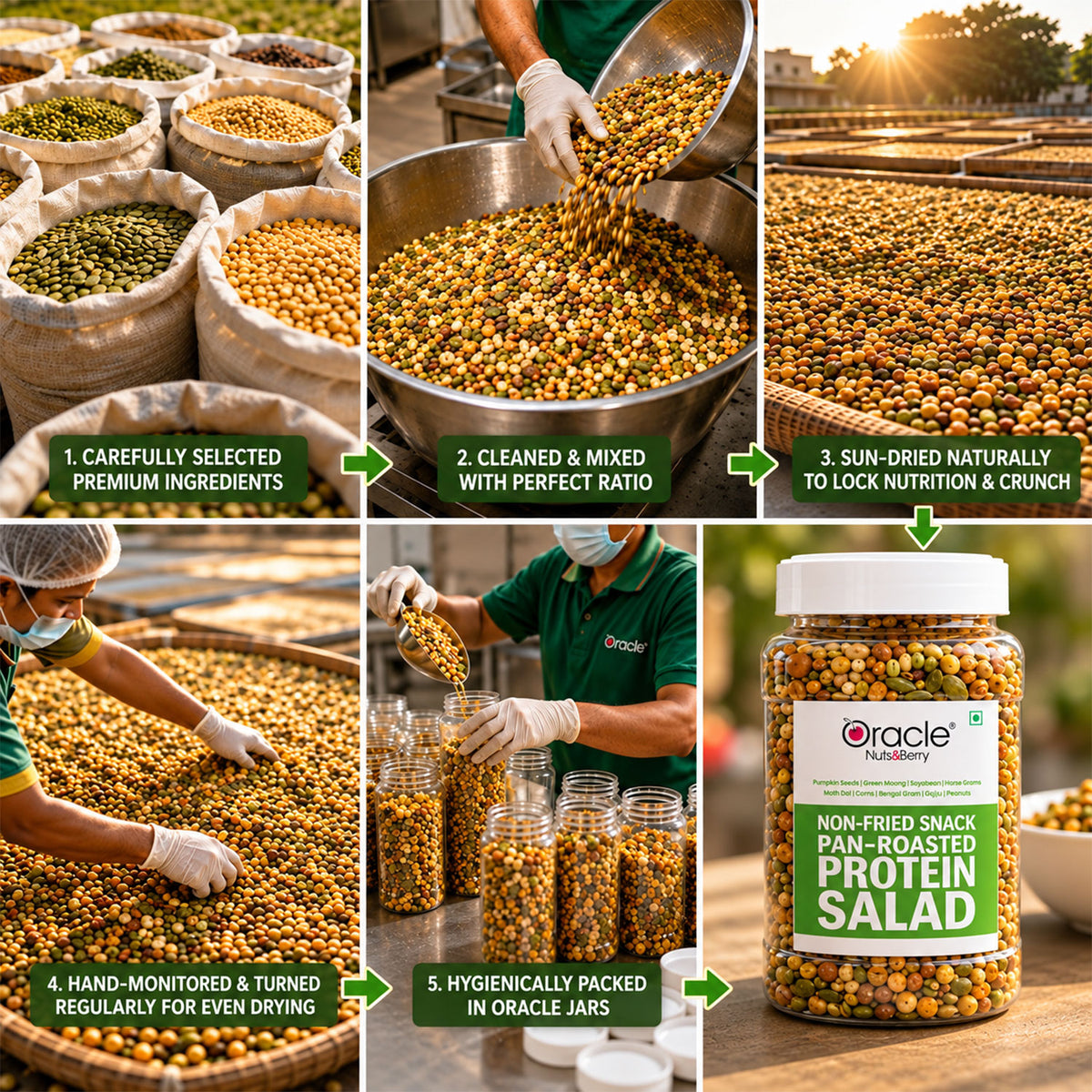 Pan Roasted Protein Salad Premium Multigrain Crunchy Healthy Snack Mix Jar (450g)