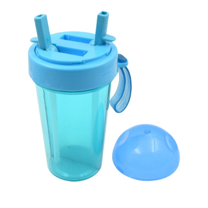 7125 2 Drinks in 1 Cup Water Bottle, Stable Sturdy Dual Use Bottle 2 Straws for Shopping Travel for Outdoor Activities (1 Pc)
