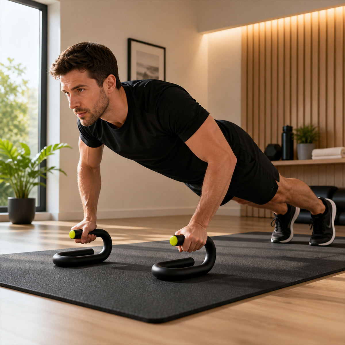 Push up exercise stand lifestyle view