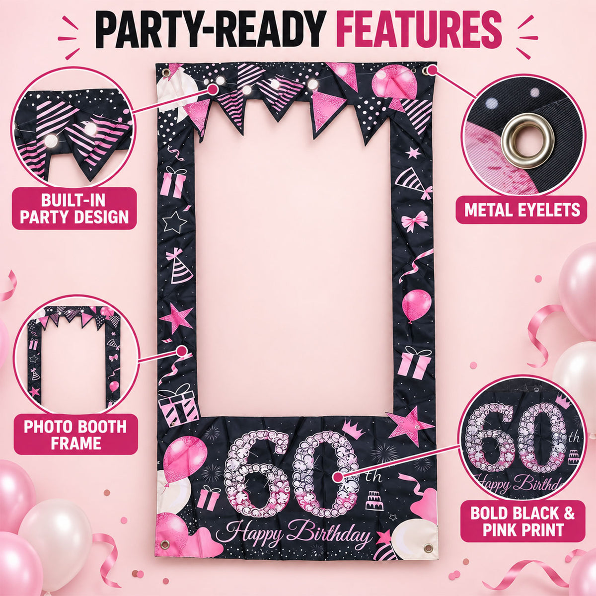 Birthday Photo Booth Backdrop Curtain for Birthday Party Decor (90x180 Cm)