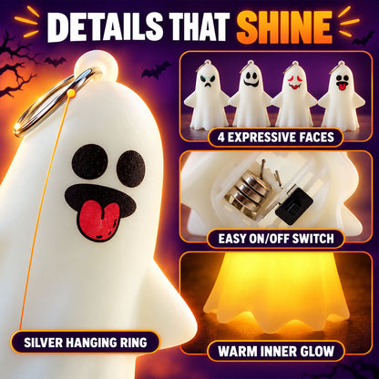 Cute Ghost LED Night Lamps for Halloween Table and Hanging Decor (12 Pc Set)