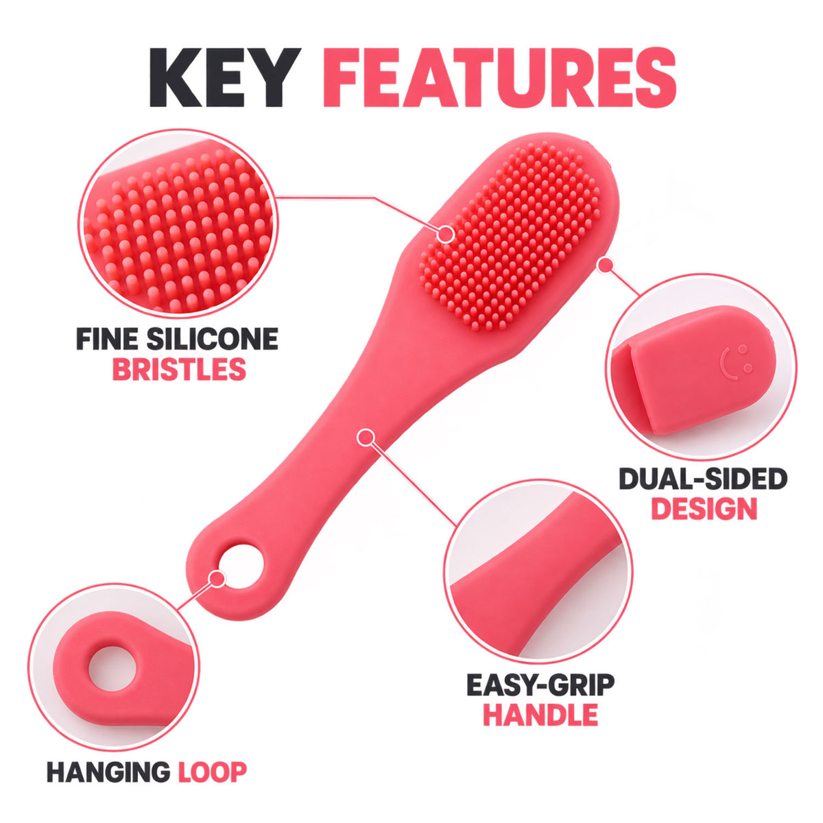 Silicone Face Cleansing Brush with Handle, Soft Facial Scrubber Set (2 Pc)