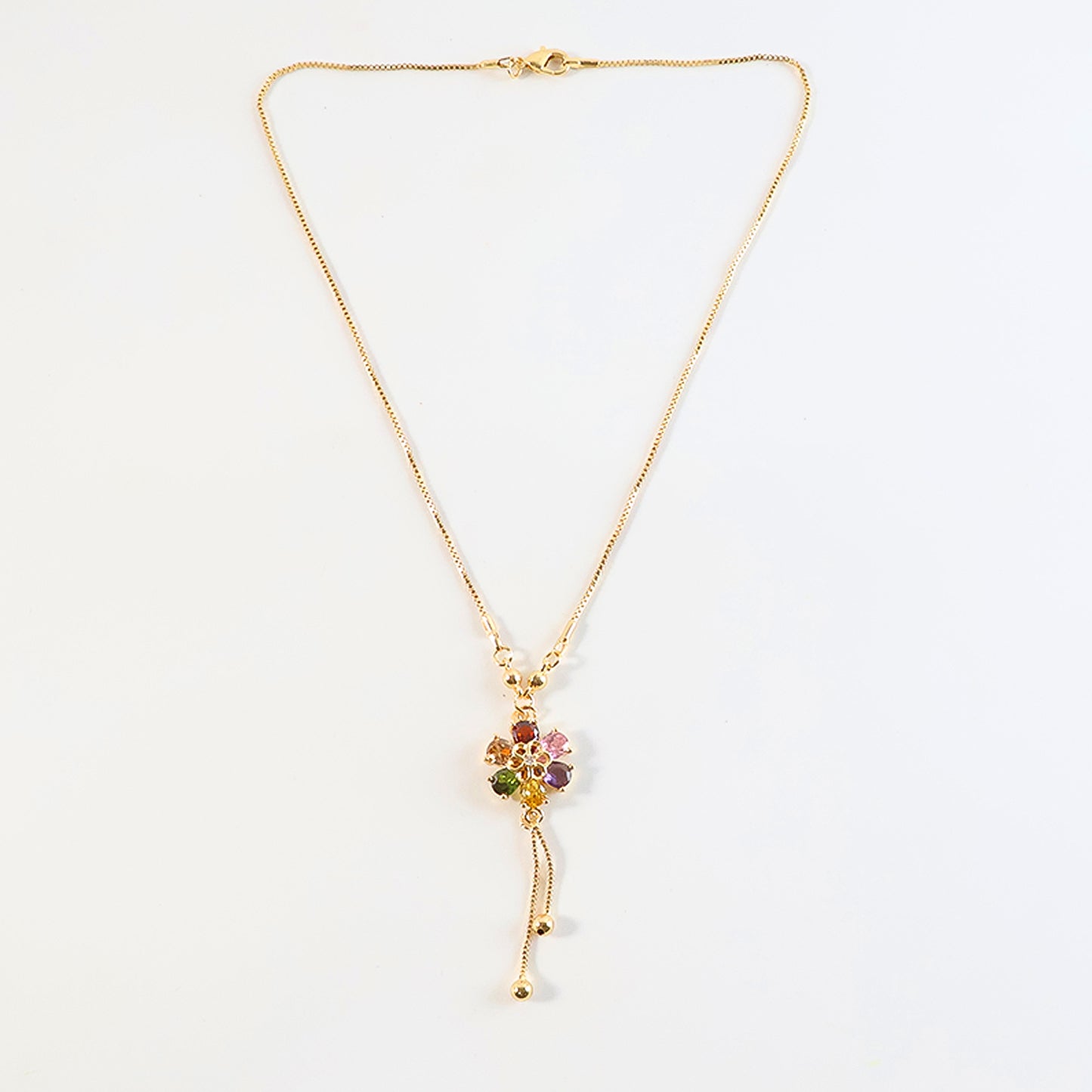 Gold Multicolor Pendant Necklace for Women