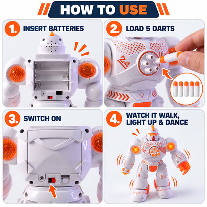 Musical Dancing Robot Toy for Kids, Rotating Robot with Lights and Sound (1 Pc)