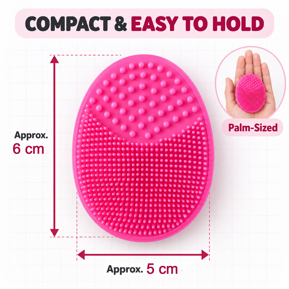 Small Silicone Face Scrubber with Grip Knob, Soft Face and Scalp Brush (1 Pc)