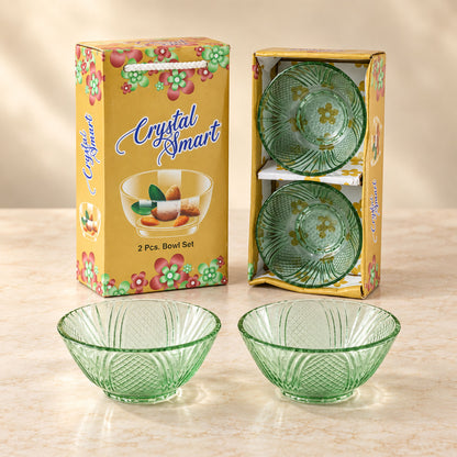 Textured Glass Bowl Set for Serving Dry Fruits, Snacks and Desserts (2 Pc Set)