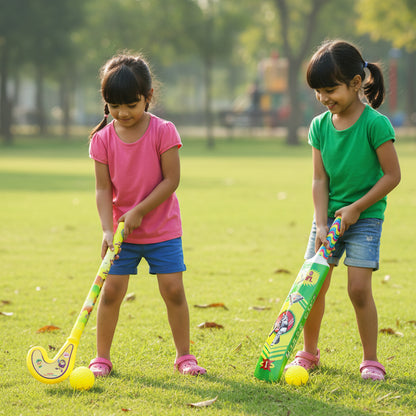 Combo of Light Weight Plastic Bat, Ball & Hockey for Kids, Boys, Indoor, Outdoor Play