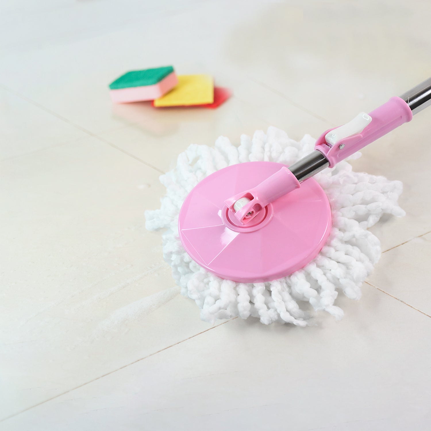 Home Cleaning Stainless Steel 360° Rotating Pole - Microfiber Mop with Adjustable Rod Stick Mix Color)