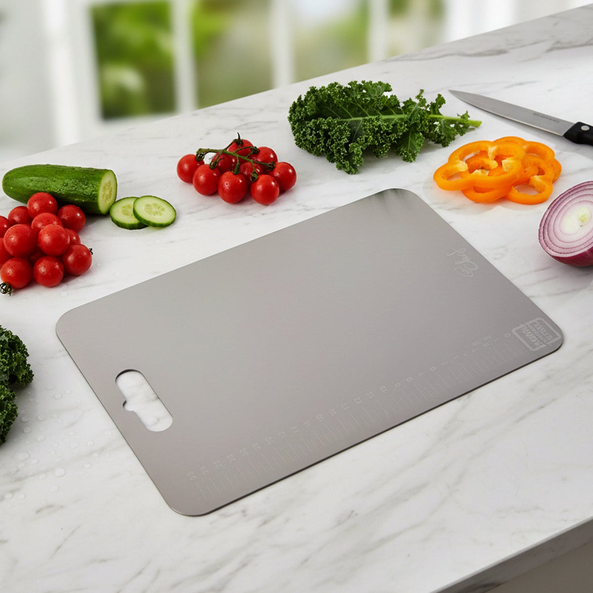 Kitchen Prep Combo – Stainless Steel Chopping Board, Kitchen Knife & Vegetable Peeler