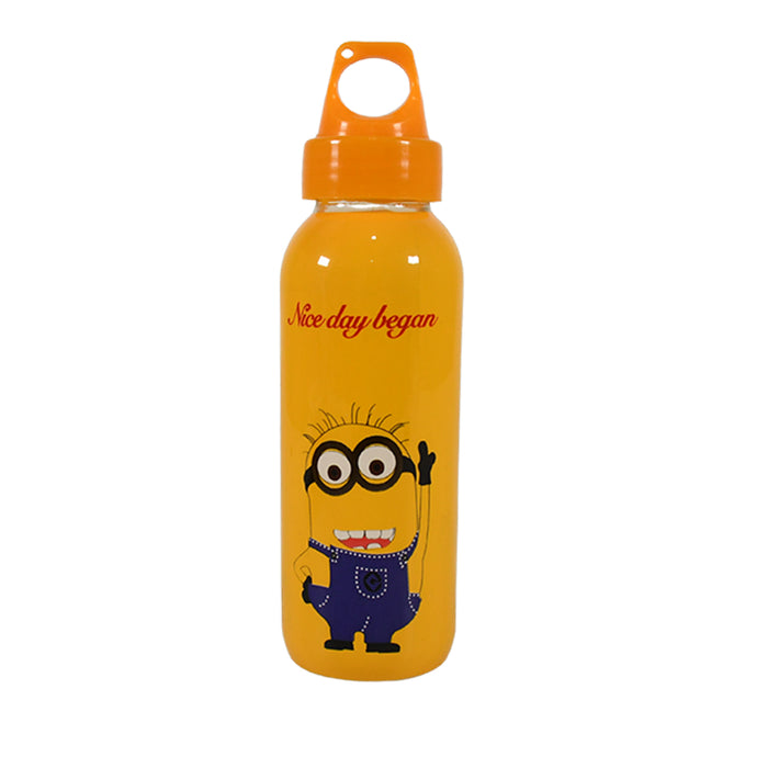 PORTABLE GLASS WATER BOTTLE, CREATIVE GLASS BOTTLE WITH GLASS WATER ( Mix Design)