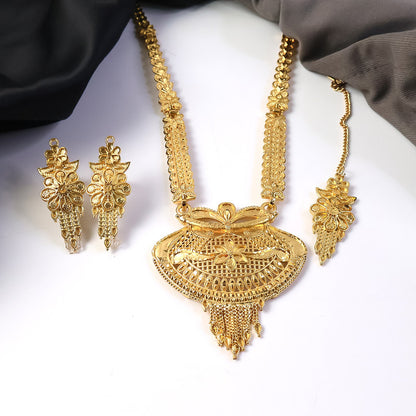 Royal Heritage Gold-Plated Bridal Necklace Set for Weddings