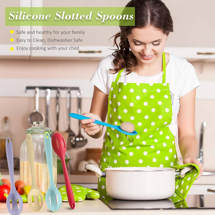 5433 Silicone Slotted Spoon, Silicone Spoons for Cooking, Serving, Draining, Stirring, Dishwasher Safe, Heat-Resistant, Non Stick (27cm)