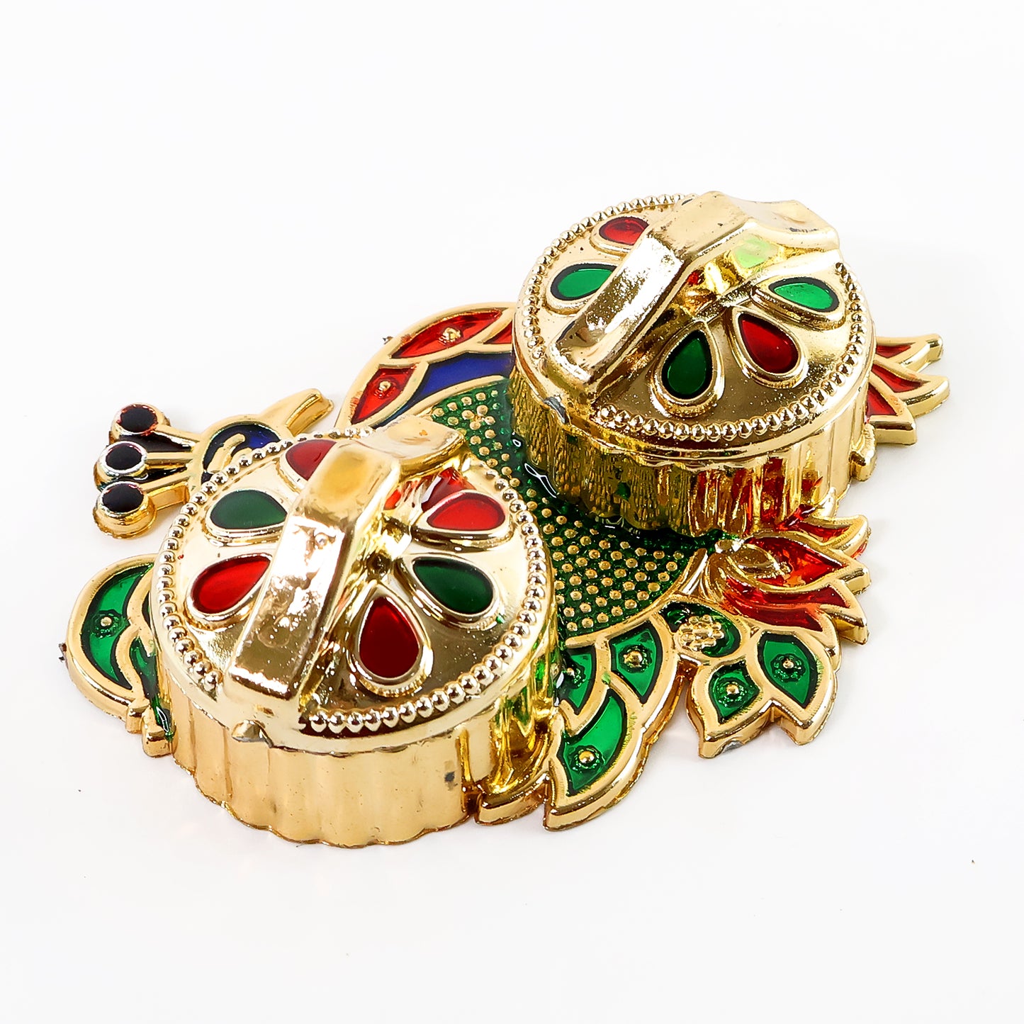 Peacock Design Metal Kumkum / Roli–Chawal Box - (1 Pc)