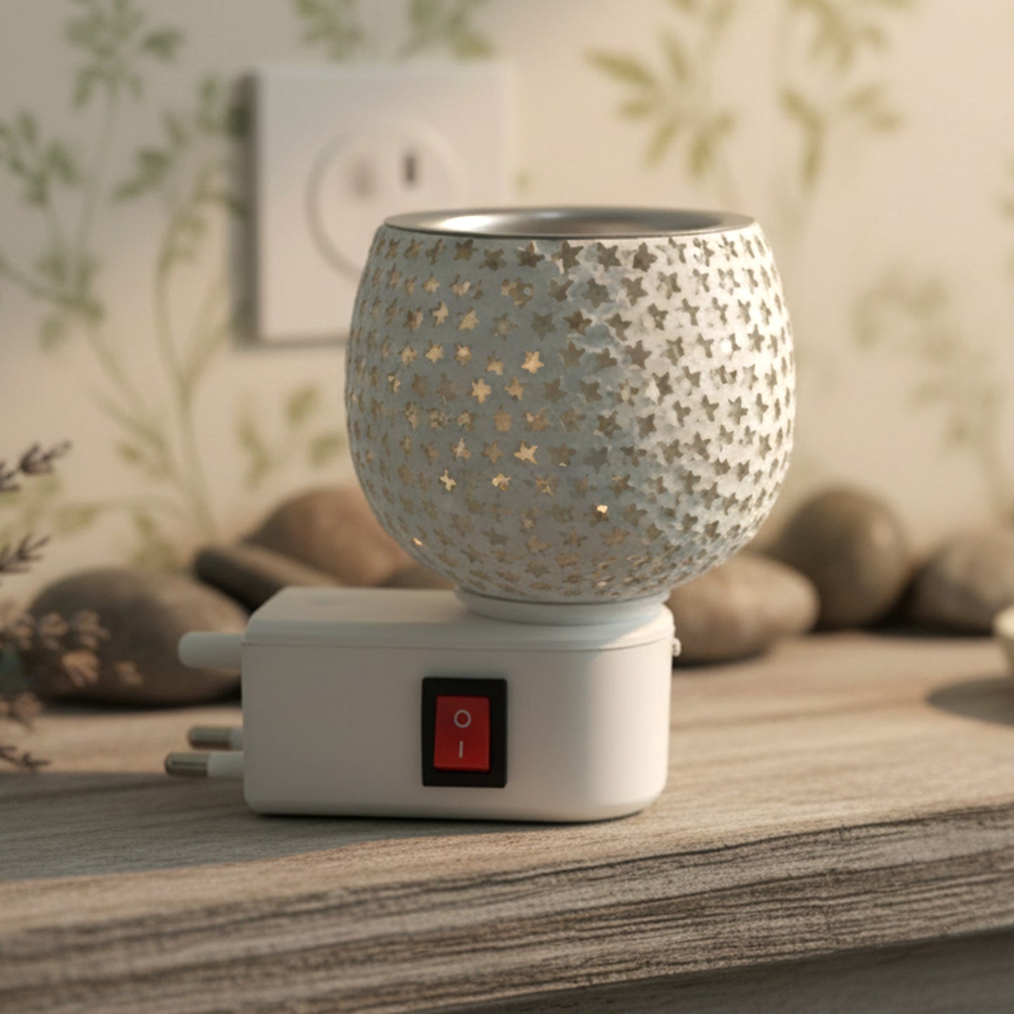 Premium Plug-In Star Cut Glass Aroma Diffuser Night Lamp (1 Pc)