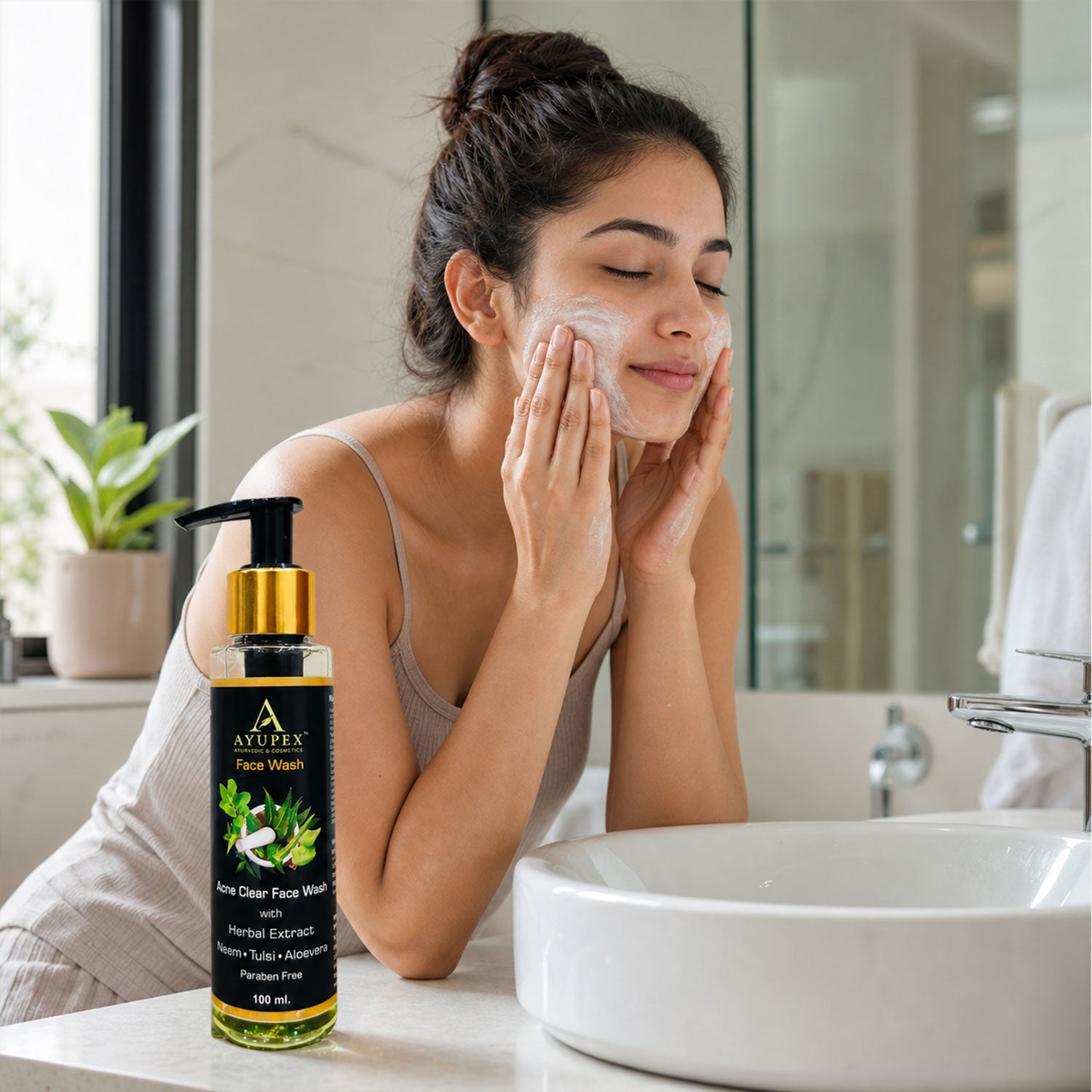 Acne Clear Face Wash – Natural Neem, Tulsi & Aloe Vera Formula