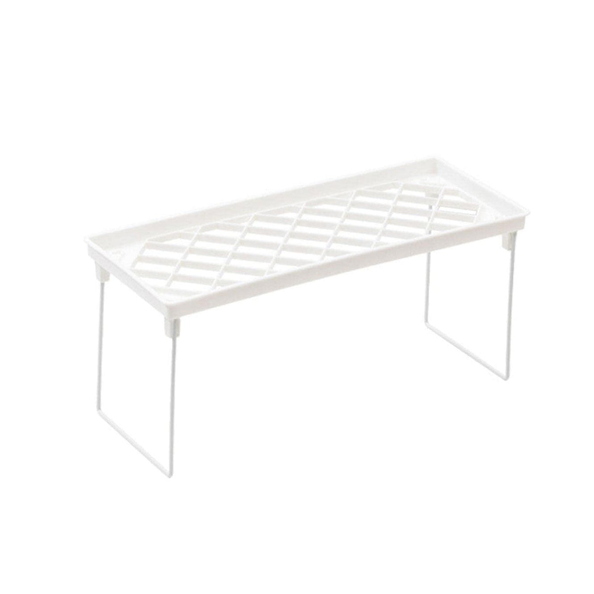 1 Tier Folding Storage Organizer Stack Shelf Rack / Kitchen Bathroom Tall Cabinet, Portable Folding Shelf with PP Metal Construction for Home and Dorm Storage
