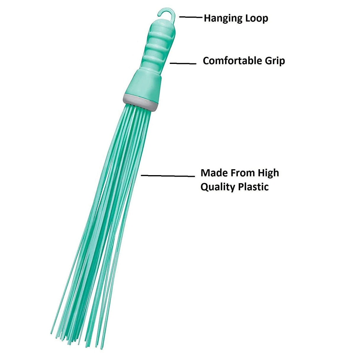 Plastic Hard Bristle Broom for Wet & Dry Bathroom Scrubbing