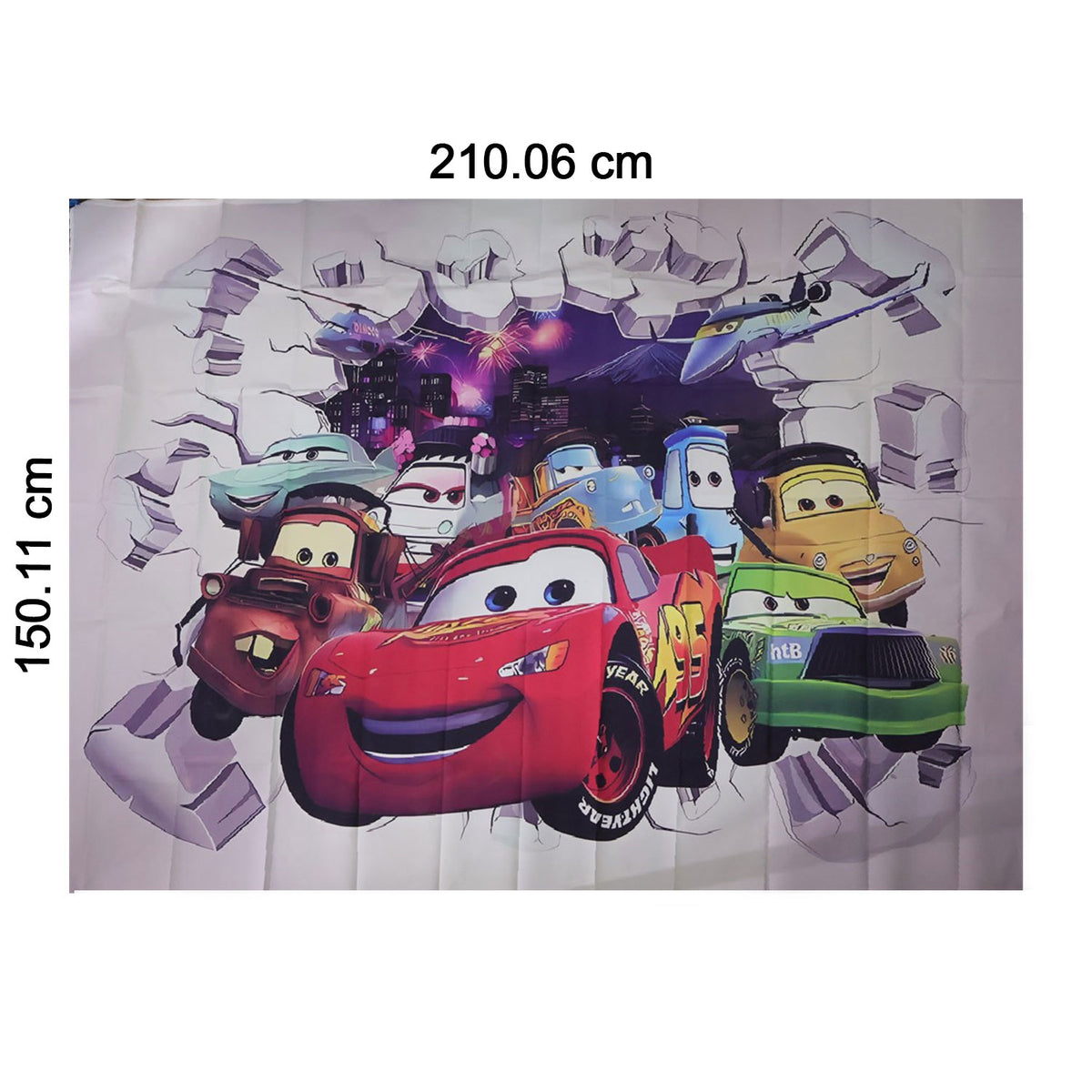 Cartoon Racing Car Backdrop Curtain for Kids Room and Party Decor (210x150 Cm)
