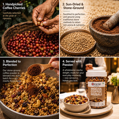 Mocha Coffee Muesli Premium Rich Pan Roasted Crunchy Breakfast Cereal Jar (400g)