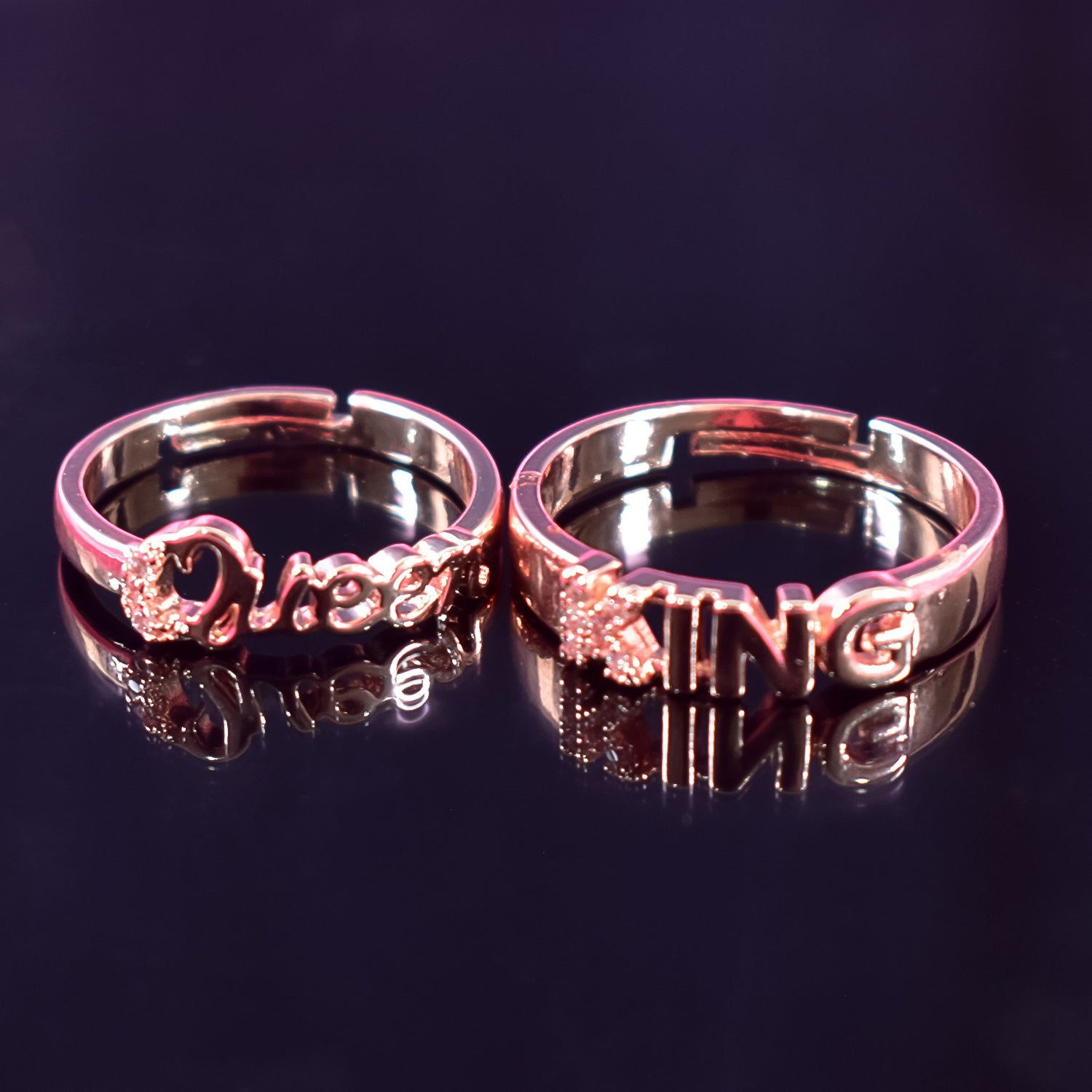 King and Queen Gold-Plated Rings Set