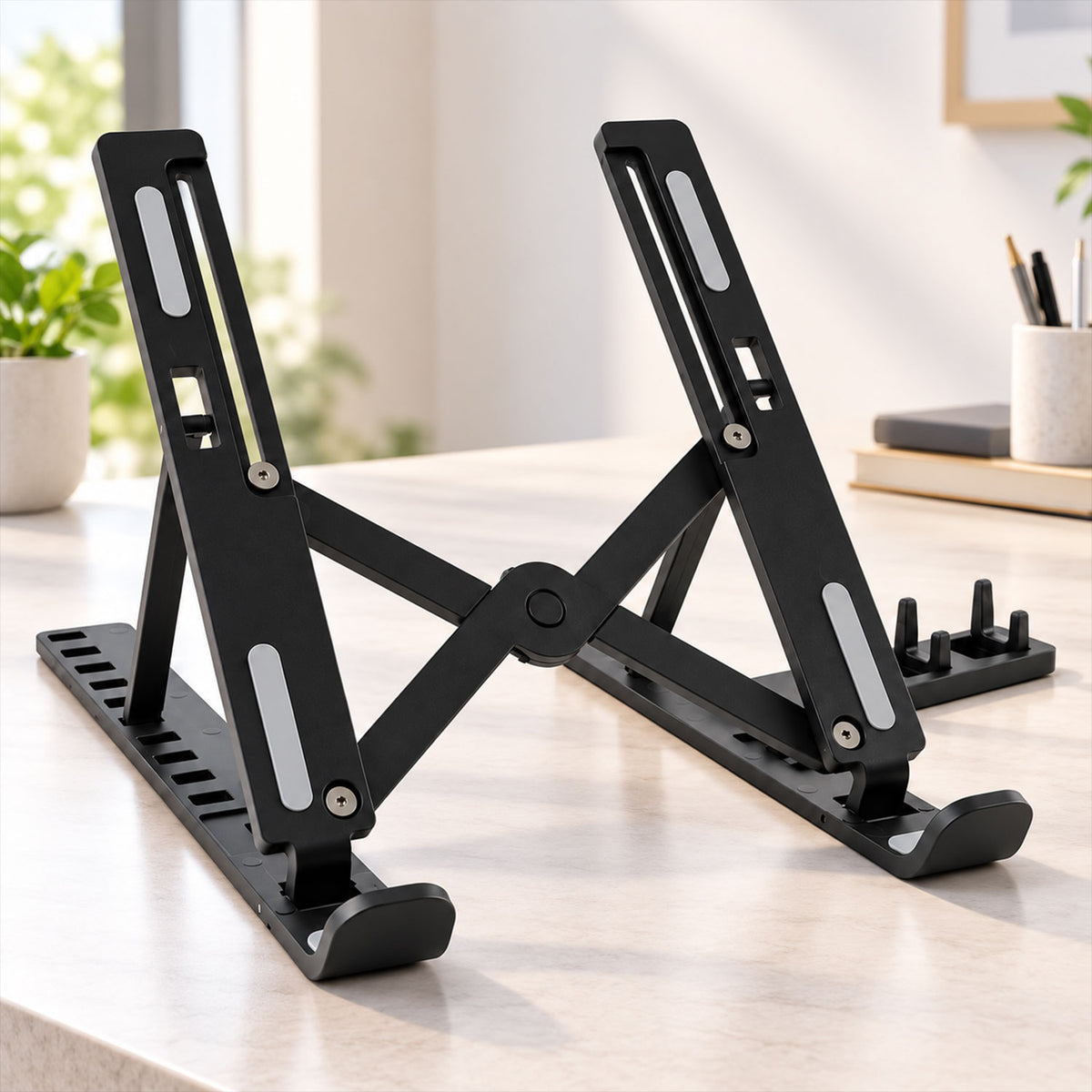 Foldable Adjustable Laptop Stand with Mobile Holder (1 Pc)