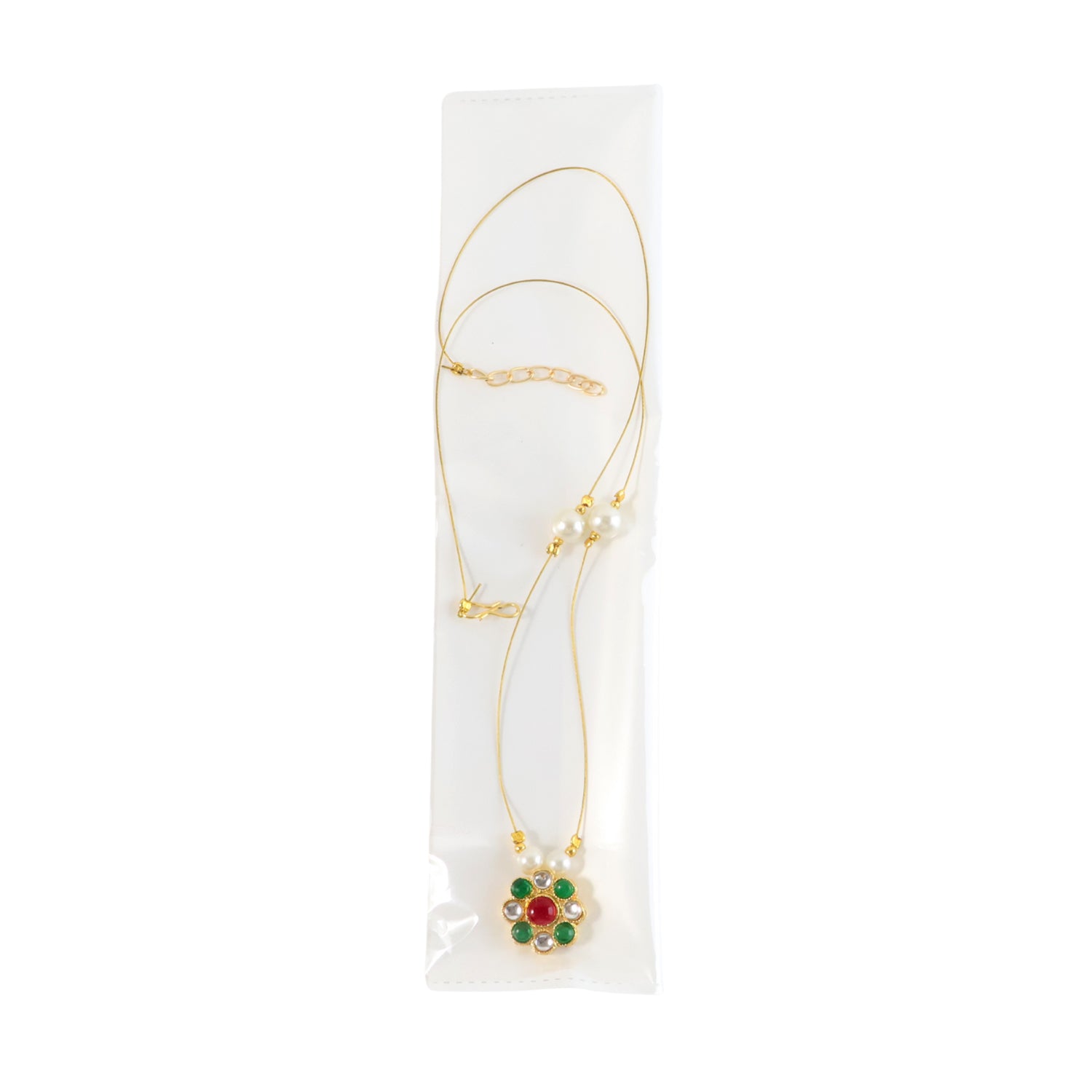 Elegant Traditional Multicolor Stone & Pearl Pendant Chain (1 Pc)
