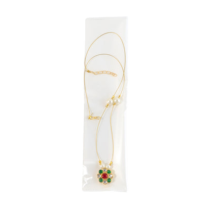 Elegant Traditional Multicolor Stone & Pearl Pendant Chain (1 Pc)