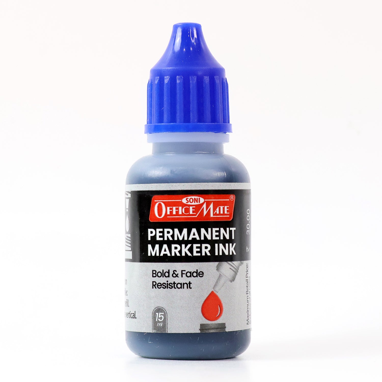 Officemate Permanent Marker Ink Blue – 15 ml Refill Bottle | Bold & Fade-Resistant Ink