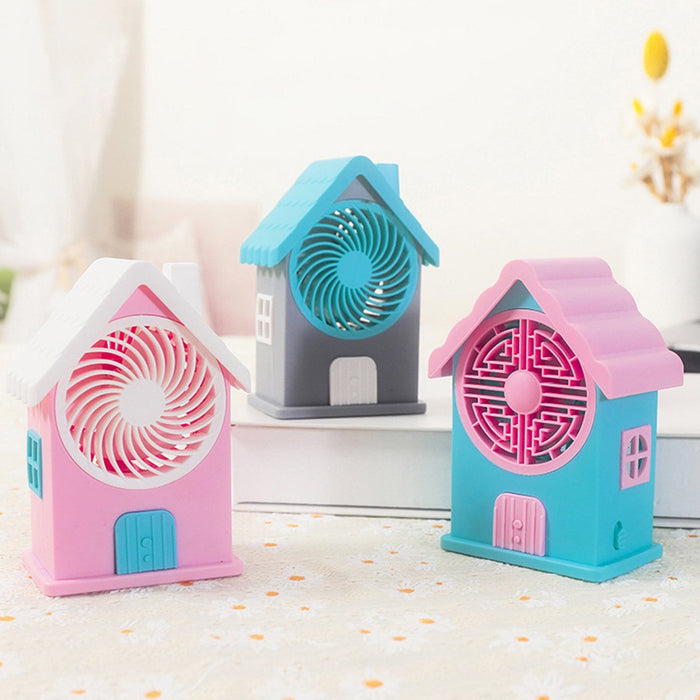 4799 Mini House Fan House Design Rechargeable Portable Personal Desk Fan For Home , Office & Kids Use (Battery Not Include)