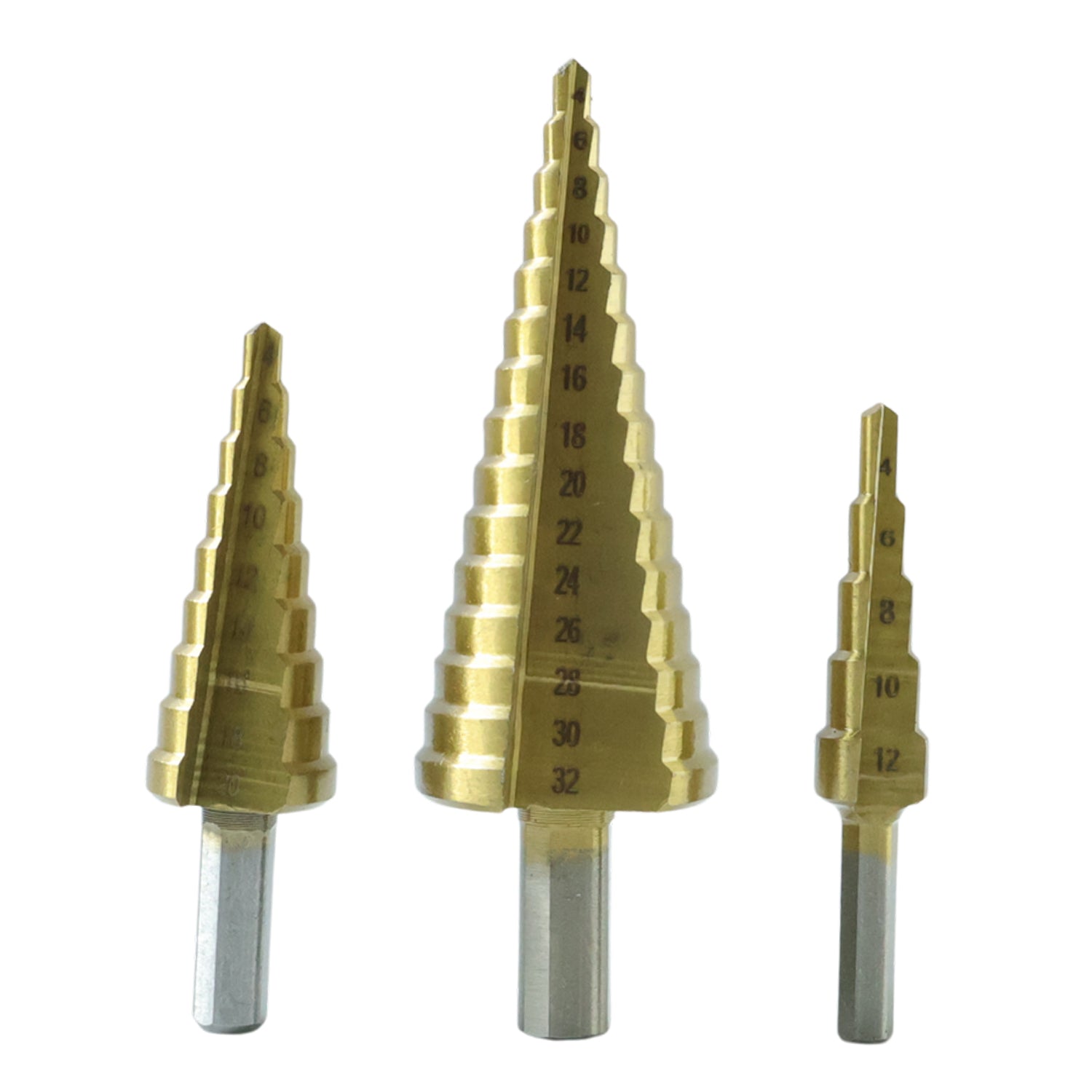 Step drill bits used for woodworking and metal drilling