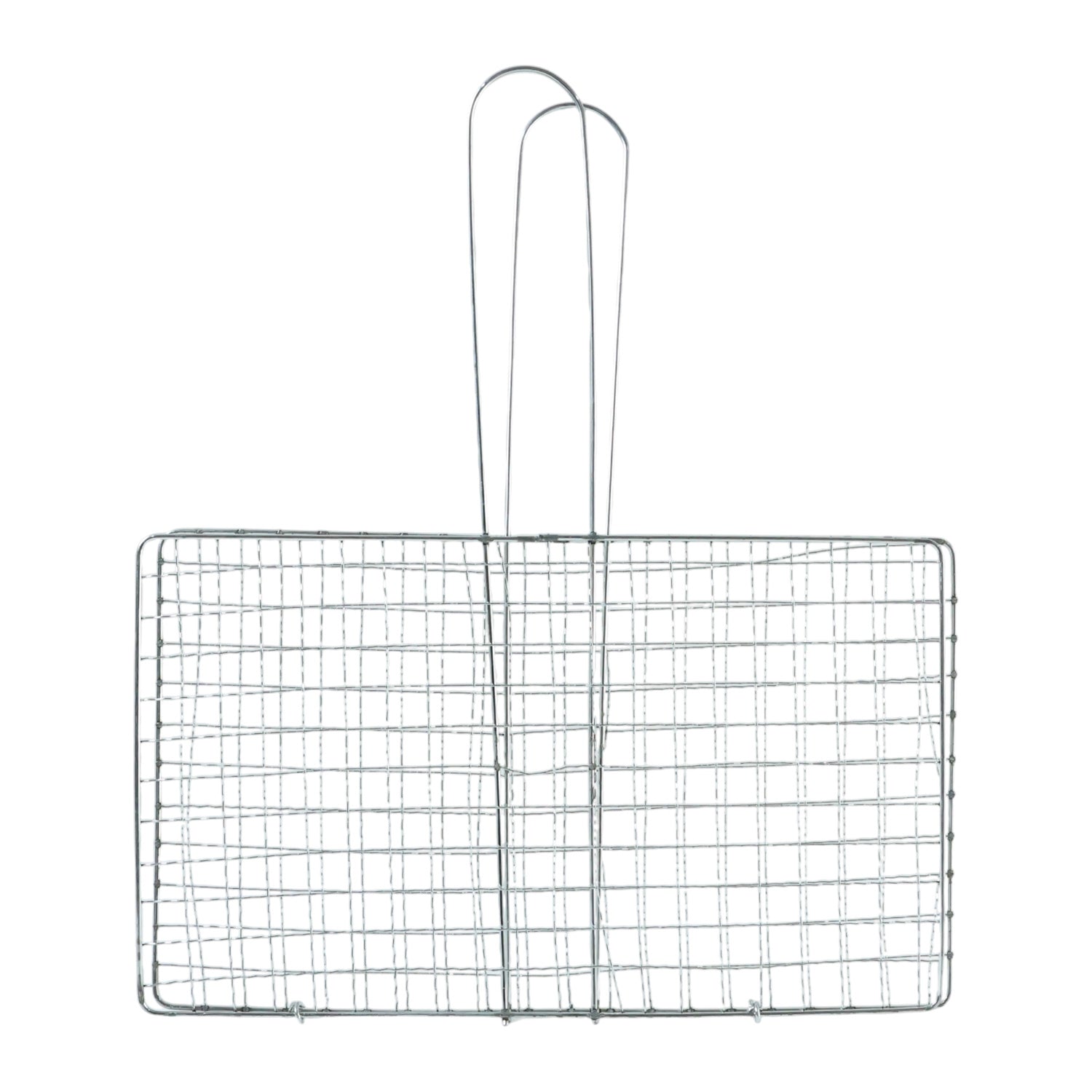 Grill basket flipped during barbecuing outdoors