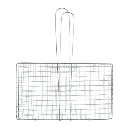 Grill basket flipped during barbecuing outdoors