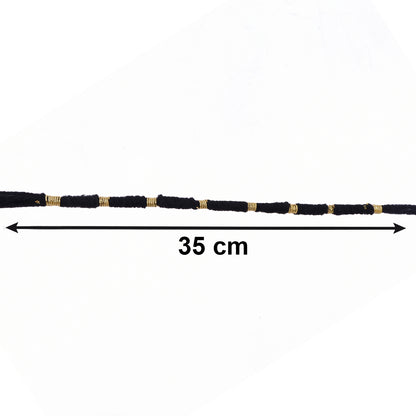 Handmade Black Thread Bracelet Rakhi with Gold Beads (1 Pc)