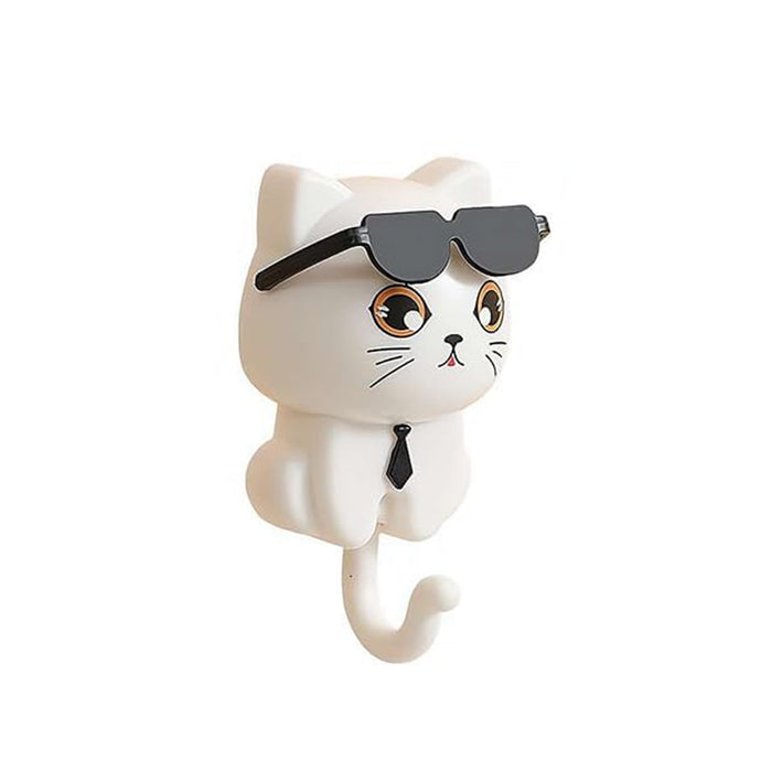 Cat Hook for Wall, Cute Cat Key Hook with Sunglasses (1 Pc)