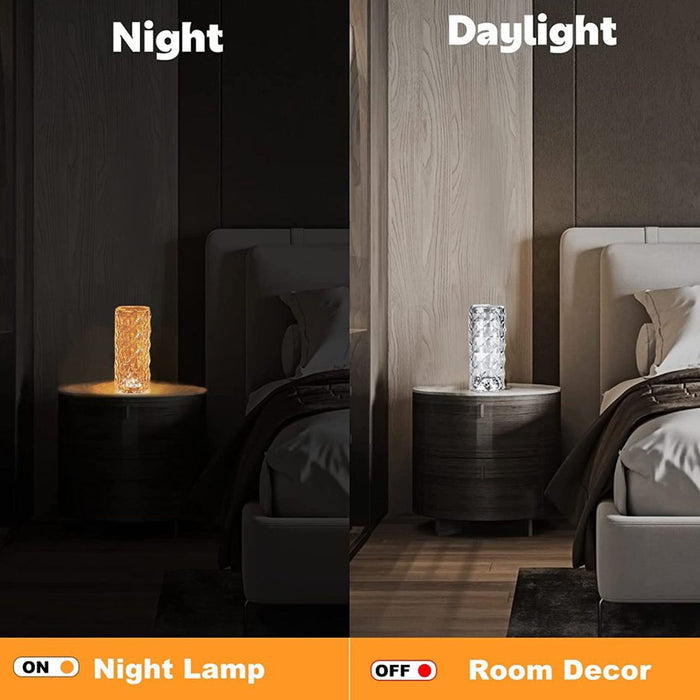 Crystal Touch Night Light (16 Colors) - Rose Diamond Table Lamp with Remote Control, USB Table Lamp, Romantic Date Lighting Decor for Festival, Bedroom, Dining Room