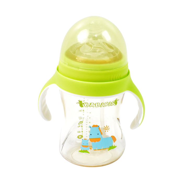 Plastic Baby Feeding Bottle with Handles Straw (300 ML / 1 Pc)