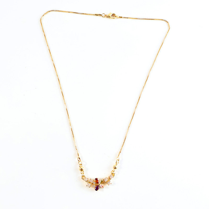 Floral Multicolor Crystal Pendant Necklace for Women