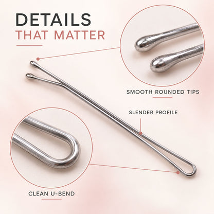 Metal Hair Pins with Rounded Tips for Everyday Bun and Updo Hair Styling (24 Pc)