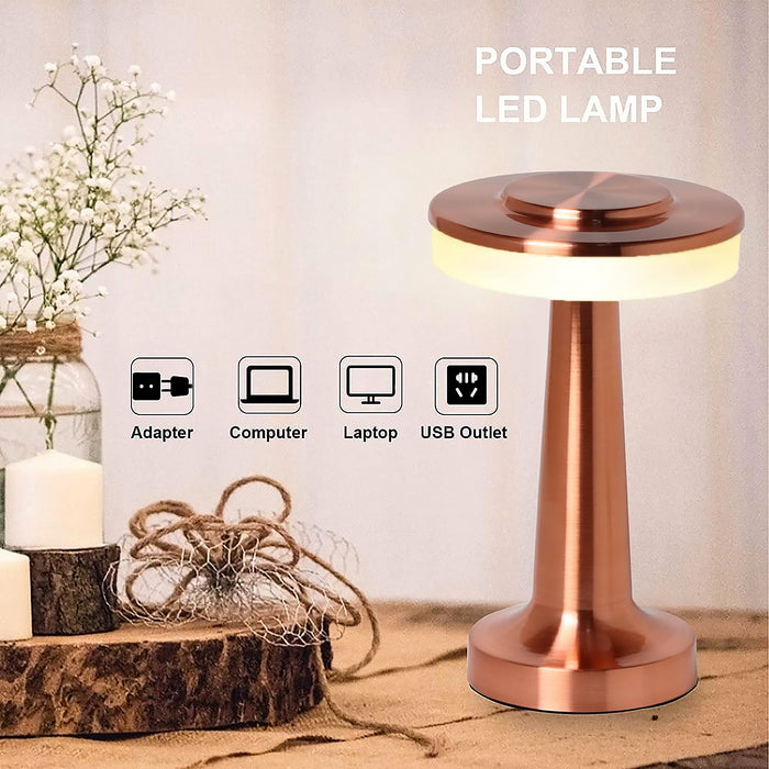 LED Lamp with Touch Control | Decorative Desk Lamp, Portable Metal LED Table Lamp, USB Rechargeable, 3 Color, 3 Levels Brightness, Dimmable Eye Protection Modern Lamp for Home Decor Party Kids Room Bedroom (1 Pc)