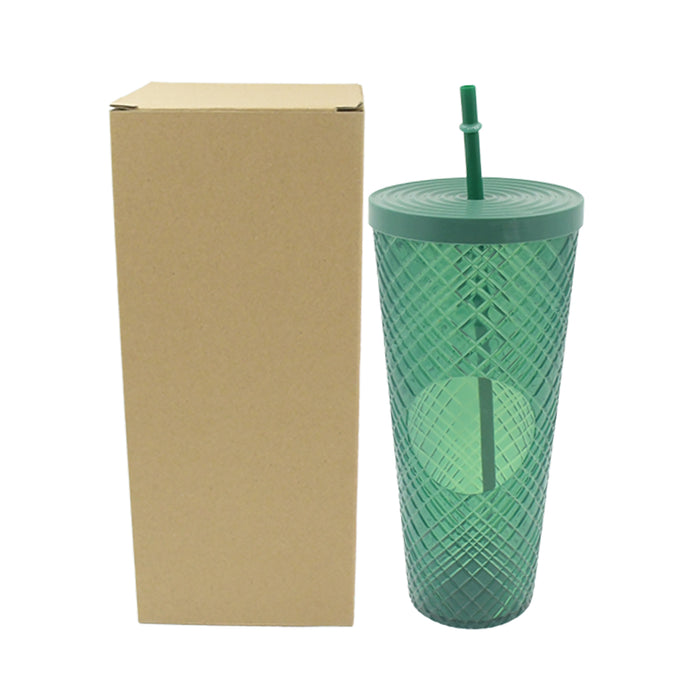 Cup with Straw &  LED Lighting Reusable Matte Studded Tumbler with Leak Proof Lid Water Cup Travel Mug Coffee Ice Water Bottle Double Walled Insulated Tumbler BPA Free (1 Pc)
