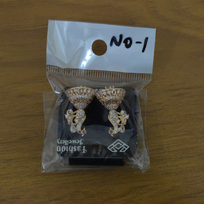 Beautiful Peacock Design CZ Stone Jhumka Earrings for Women