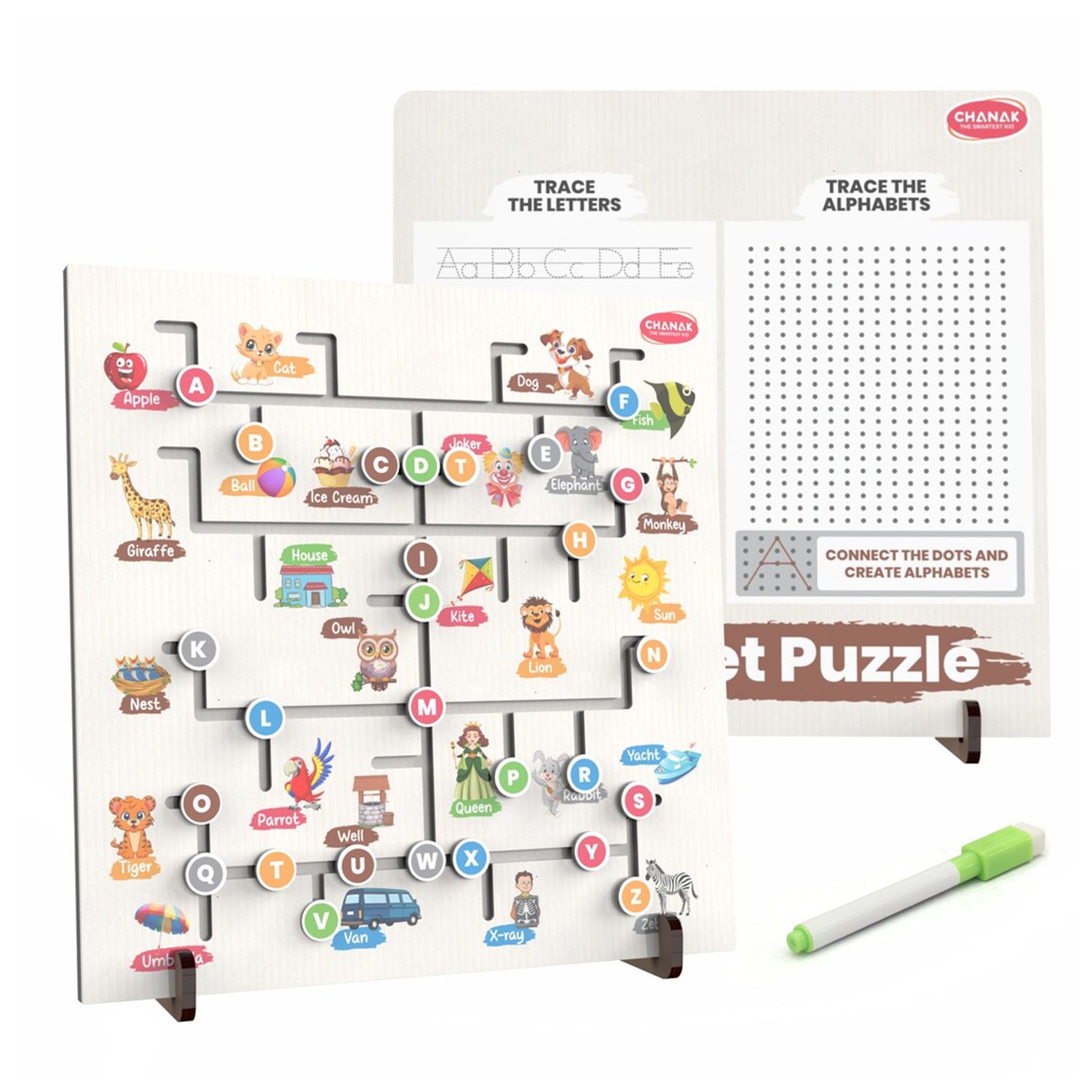 Alphabet Puzzle for Kids | Tracing & Learning Board with Animal Illustrations