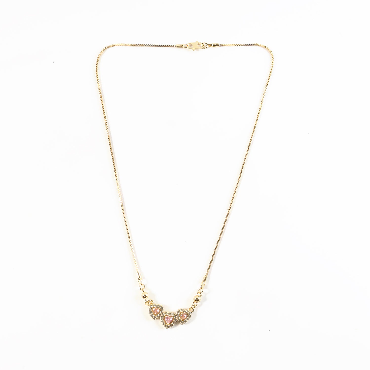 Romantic Triple Heart Gold-Plated Pendant Necklace for Women
