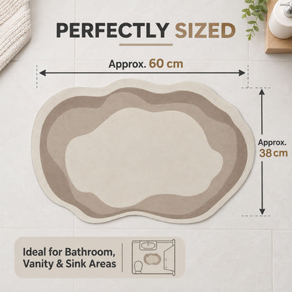 Decorative Wavy Shaped Bathroom Floor Mat for Indoor Home Use (1 Pc, 60x38 Cm)